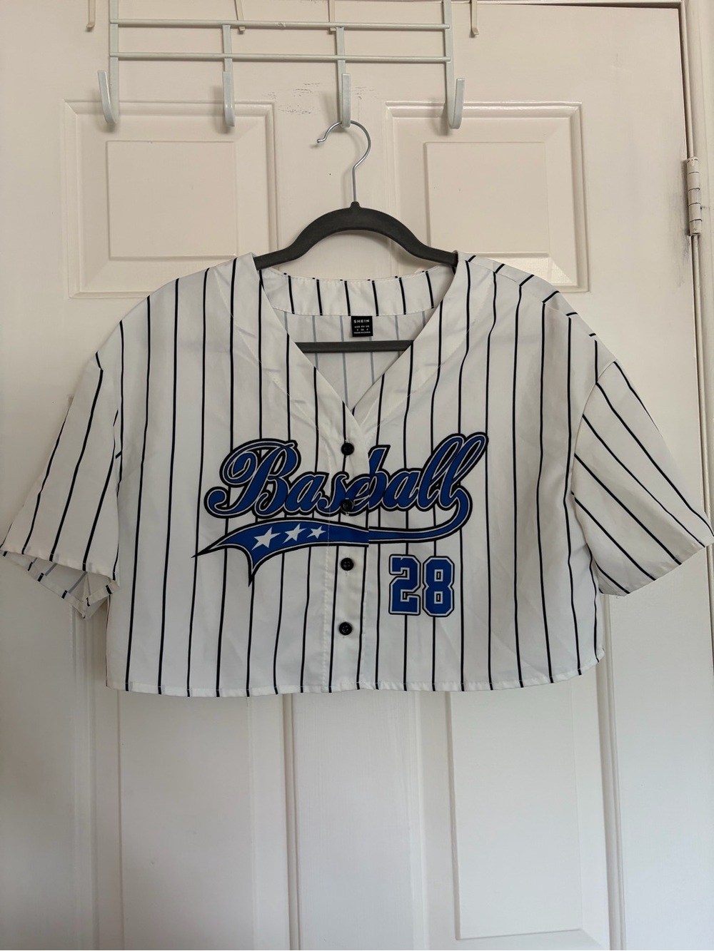⚾ SHEIN Cropped Baseball Jersey Button-Up Top — Size S